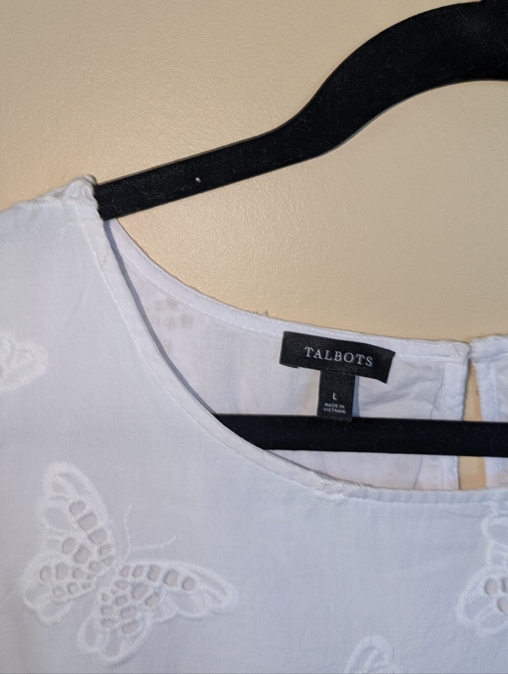 Talbots White Butterfly Eyelet Puff-Sleeve Blouse - Picture 2 of 7